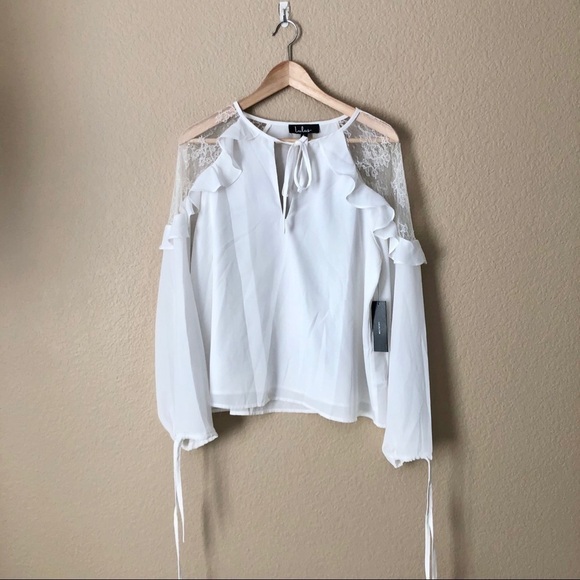 Lulus Glorious Day White Lace Long Sleeve Top - Picture 3 of 6
